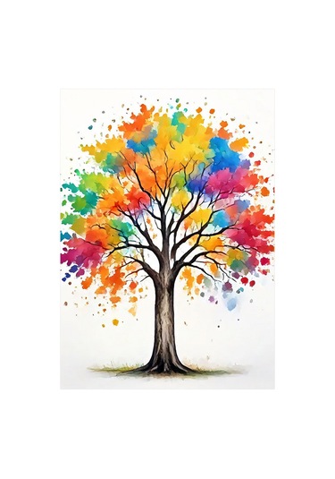 Renkli Ağaç Modern Ahşap Tablo 35cm X50cm