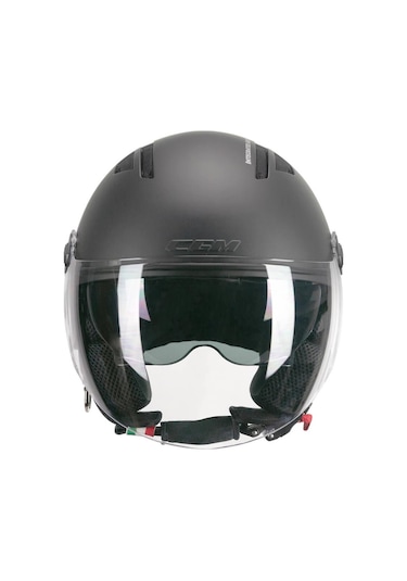 Cgm 116A Aır Açık Kask Siyah Uzun Vizör+ Güneş Vizörlü Siyah