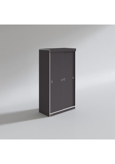 Kenzlife Gardırop Sürgülü Kapaklı Kapılı 100 Papatya Gri Gardolap Dolap