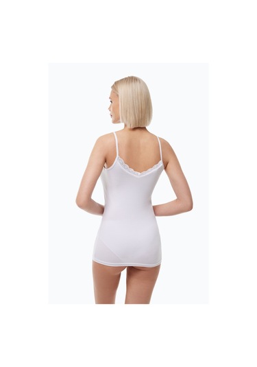 Malabadi Kadın Beyaz Ince Askılı Çift Yönlü Dantelli Modal Atlet 1045 Beyaz