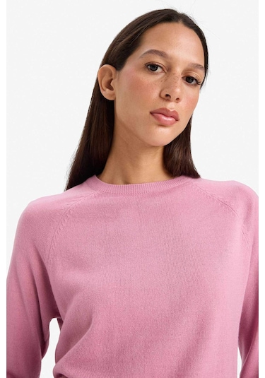 Defacto Relax Fit Bisiklet Yaka Basic Düz Triko Kazak I6913az25wnpn141 Pembe