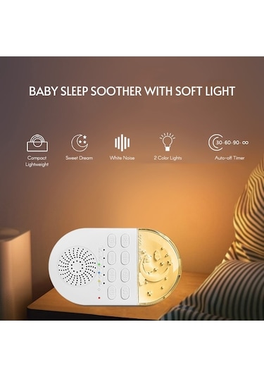 Novahub Bebekler İçin Taşınabilir Beyaz Gürültü Makinesi - 24 Doğal Ses, Zamanlayıcı Ve Işıklı Beyaz Beyaz