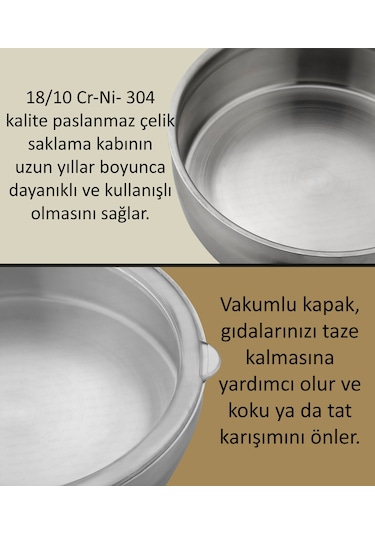 Steel&More 3 Lü Çelik Saklama Kabı 6 Parça Gri