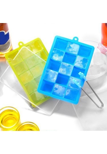 Pazly 15'lik Kare Buz Kalıbı - Kolay Çıkışlı, Kapaklı Silikon Buz Küpleri Makinesi Diğer