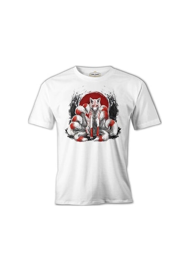 Japon - Kitsune Tilki Beyaz Erkek Tshirt