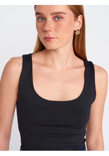 Dilvin 20977 Kalın Askılı Poliamid Atlet-siyah Siyah