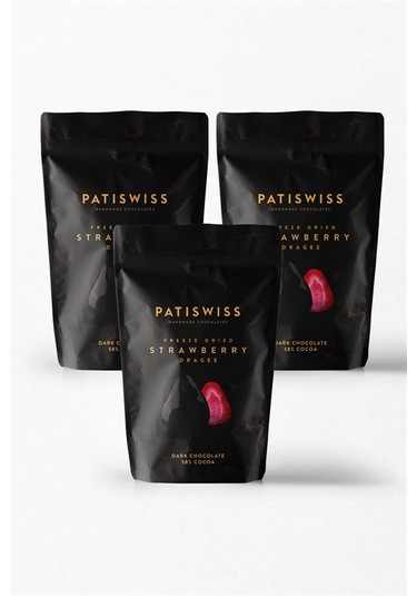Bitter Çikolata Kaplı Çilek Draje Set (3 Adet)