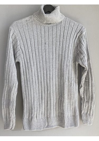 Martino Butik Unisex Balıkçı Yaka Gri Triko Kazak Gri