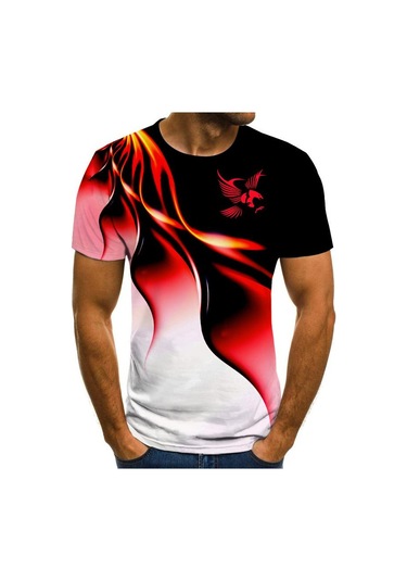 Kırmızı Moda Yazlık Tişört Erkek 2022 3d Kartal Baskı Erkek Tişört Nefes Alabilen Sokak Stili Dikiş Baskı Tişört Erkek Boyutu 6xl Kırmızı