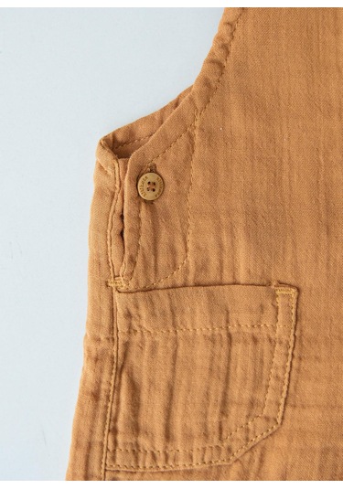 Organik Hello Summer Şort Salopet 2'li Takım Sarı Sari