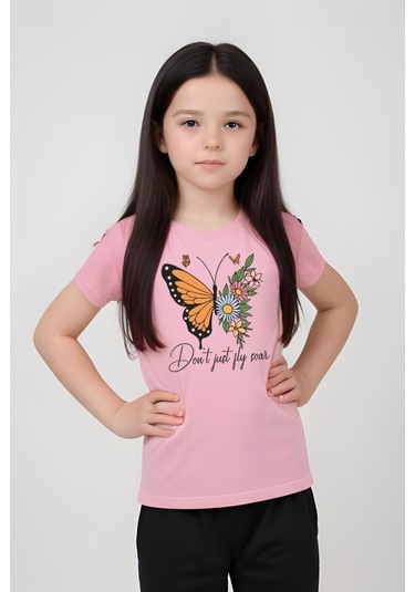 Baskılı Kız Çocuk Tişört Ve Eşofman Alt-üst Takım Açık Pembe