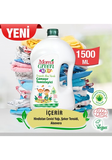 Mom's Green Çocuk Organik Çamaşır Temizleyici + Bitkisel Çamaşır Temizleyici Lavanta 2 x 1500 ML