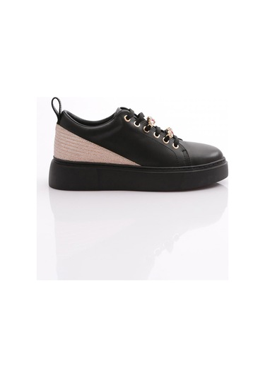 Dgn Es863 Kadin Kalin Renkli Kristal Taşli Sneakers Ayakkabi ES863-2007-R123499 Siyah
