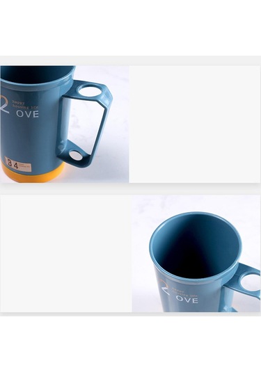 Suntek Yetişkin Arkadaşlar Için Kulplu Banyo Tumbler Kupası Mavi