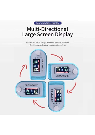 Vkemall Pulse Oksimetre Parmak Ucu Klipsi P-ulse O-ximetre Tft Renkli Ekran Mini Spo2 Monitörü Oksijen D Mavi