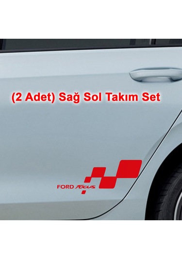 2 Adet Ford Focus Sticker - Kapı Altı Sticker - 30cm X 12cm - Kırmızı