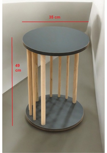 Ahşap Ayaklı C Sehpa Koltuk Sehpası Yan Sehpa Zigon Sehpa Servis Sehpası Antrasit