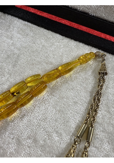 Damla Kehribar Gümüş Kozalı 13 Gram Tesbih Kaya Damla