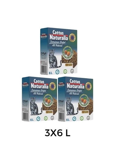 Cattus Naturalia Ceviz Kabuğundan Yapılmış Doğal Kedi Kumu 3 x 6 L