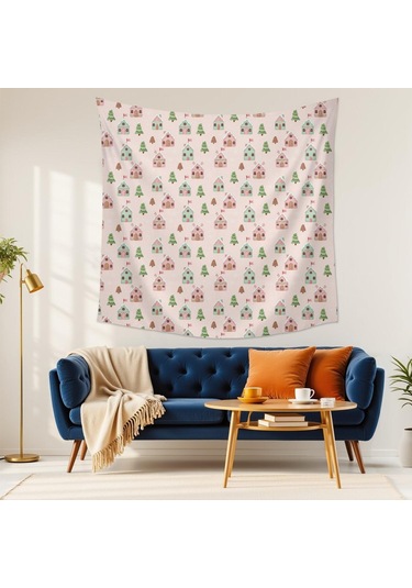 Noel Desenli 59x59 İnç Kare Duvar Halısı, Oturma Odası, Yatak Odası Ve Genç Odası İçin-a160