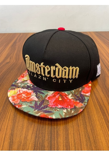 Hamze Amsterdam Nakışlı Hip Hop Snapback Rapper Unisex Cap Şapka Siyah