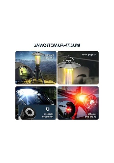 Pazly Su Geçirmez Manyetik Usb Tripod Fener, Taşınabilir Kamp Işık, Dış Mekan Çadır Acil Durum Çalışma Siyah Siyah