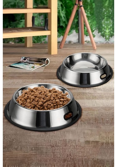 Paslanmaz Çelik Kaymaz Taban Kedi Köpek Mama ve Su Kabı 250 ML
