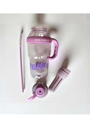 1300 Ml Kulplu Suluk Matara Detox Ve Soğuk İçecek Şişesi Pipetli Suluk Taşınabilir Bpa İçermez Yavruağzı