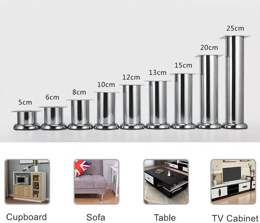 Furniko Mebel Ayakları Metal, Yükseklik 6 Cm 162983967 Krom