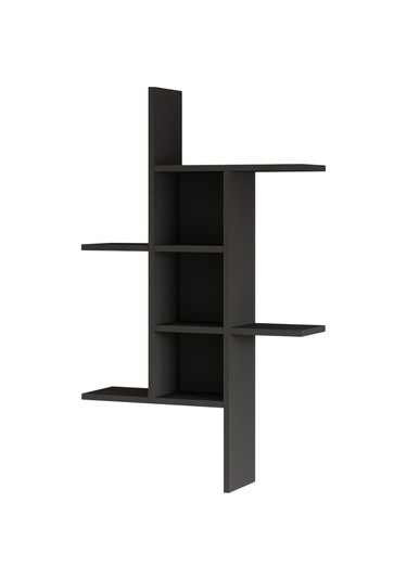 Madagaskar Duvar Rafı Asimetrik Tasarım, Duvara Monte Dekoratif Kitaplık Antrasit