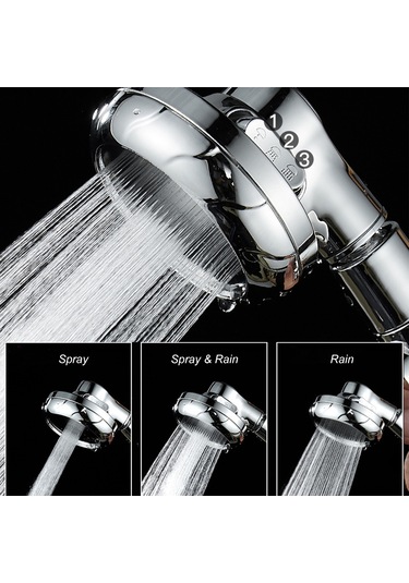 Konesam Gümüş Abs Duş Başlığı, 3 Farklı Sprinkler Modu, Suyu Durdurma Anahtarı, Otomatik Temizleme Burneler, G1/2 Bağlantı, Su Tasarrufu Ve Basınç Artırma Teknolojisi Diğer