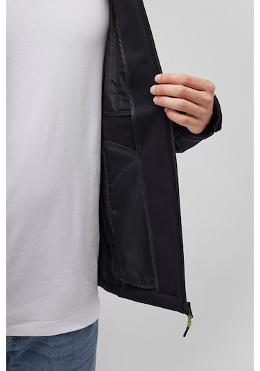 Erkek Kapüşonlu Scuba Ceket - Siyah Siyah