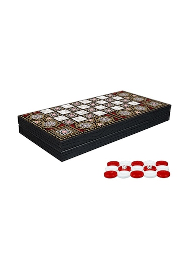 Klasik Sedef İşlemeli Tavla Model 1 ANTRASİT RENK