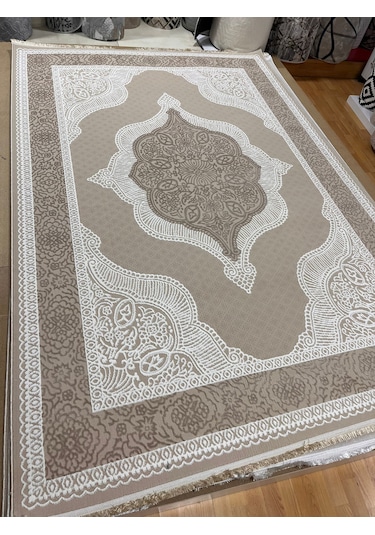 Bertuğ Halı Ada Serisi 016 Salon Oturma Odası Halısı 6m2 200x290 Krem - Vizon