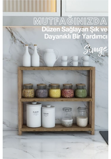 Atlantik Çam 3 Katlı Çok Amaçlı Banyo & Mutfak Rafı - Organizer Ünite Ahşap