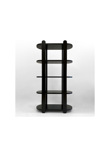 Noir Geniş Kitaplık, Mobilya, Ahşap Raf, Modern Raf Ünitesi Siyah