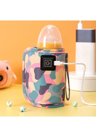 Jeehugo Usb Şarjlı Bebek Biberon Isıtıcı Çantası - Camouflage Pembe - Akıllı Sıcaklık Kontrolü - Taşınabilir Isı Saklama