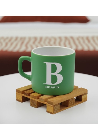 Bk Gift Kişiye Özel İsimli Yeşil Renkli Middle Çay & Kahve Fincanı-3, Arkadaşa Hediye, Sevgiliye Hediye, Doğum Günü Hediyesi Kobitmeyencom32509 Bk Gif