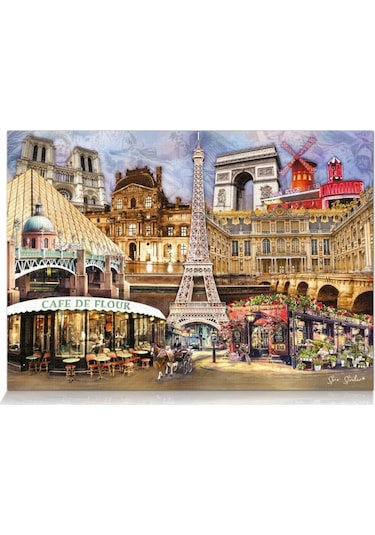 Star Puzzle 1000 Parçalık Fransa Kolajı ve Eyfel Kulesi Puzzle