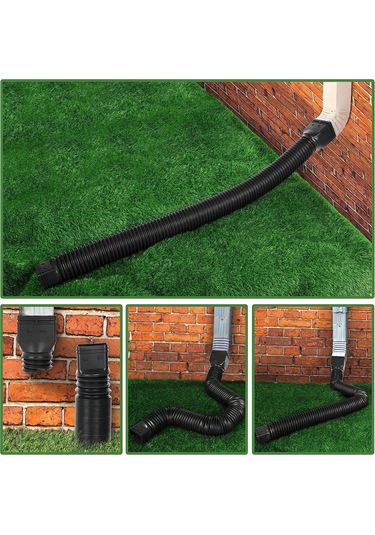 Skycity 2'li Pe Genişletilebilir Ev Sinek Su Borusu - 1.5m Uzunluk, Esnek, Kalın, Yağmur Suyu Akışını Kolaylaştırır, Siyah+beyaz