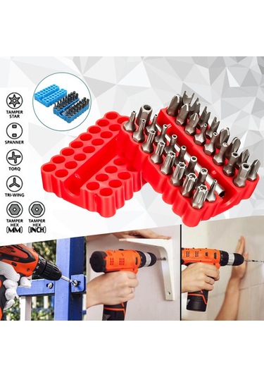 Konesam 33 Parça Boş İçli Tornavida Ucu Seti - Elektrikli Tornavida Ve Matkap Uçları - Manyetik Tutucu İle Kırmızı Crv Malzeme