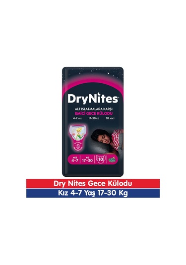Huggies Drynites Kız 4-7 Yaş Emici Gece Külodu 17-30 Kg 10 Adet Diğer