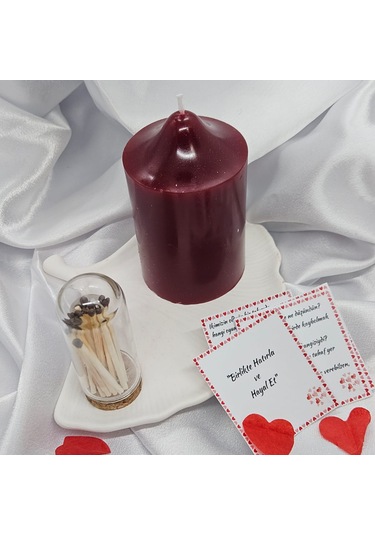 Silindir Mum Sevgililer Gününe Özel