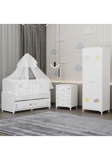 Elegant Yıldız 2 Bebek Odası Takımı Yatak Uykuseti - Uykucu Beyaz