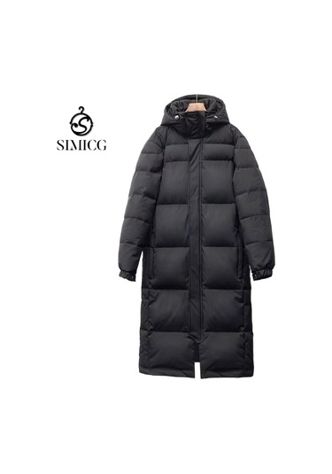 Yeni Kalınlaştırılmış Orta Boy Kaz Tüyü Mont Siyah