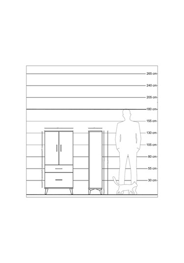 Arges Dolap 2 Raflı 2 Çekmeceli 2 Kapaklı 60x30x134 Çam-aytaşı Atlas Çam