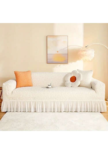 Upmall Bürümcük Koltuk Örtüsü Kanepe Örtüsü 3lü Krem