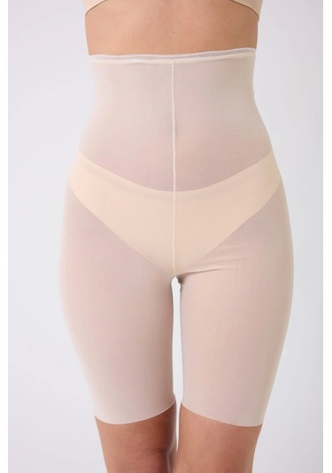 Freshness 0007 Lazer Kesim Tül Yüksek Bel Şort Korse Ten