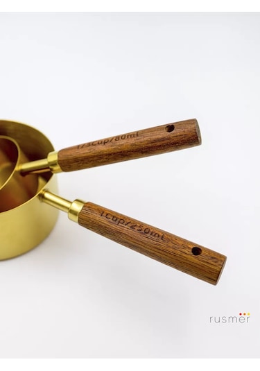 Rusmer Altın Renkli Ahşap Saplı Ölçü Kaşıkları, 4 Adet 235745777 Altın Rengi