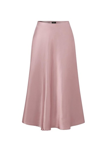 Vonda Kadın Yaz Yüksek Bel Düz Renk Bol Kloş Etek Pembe